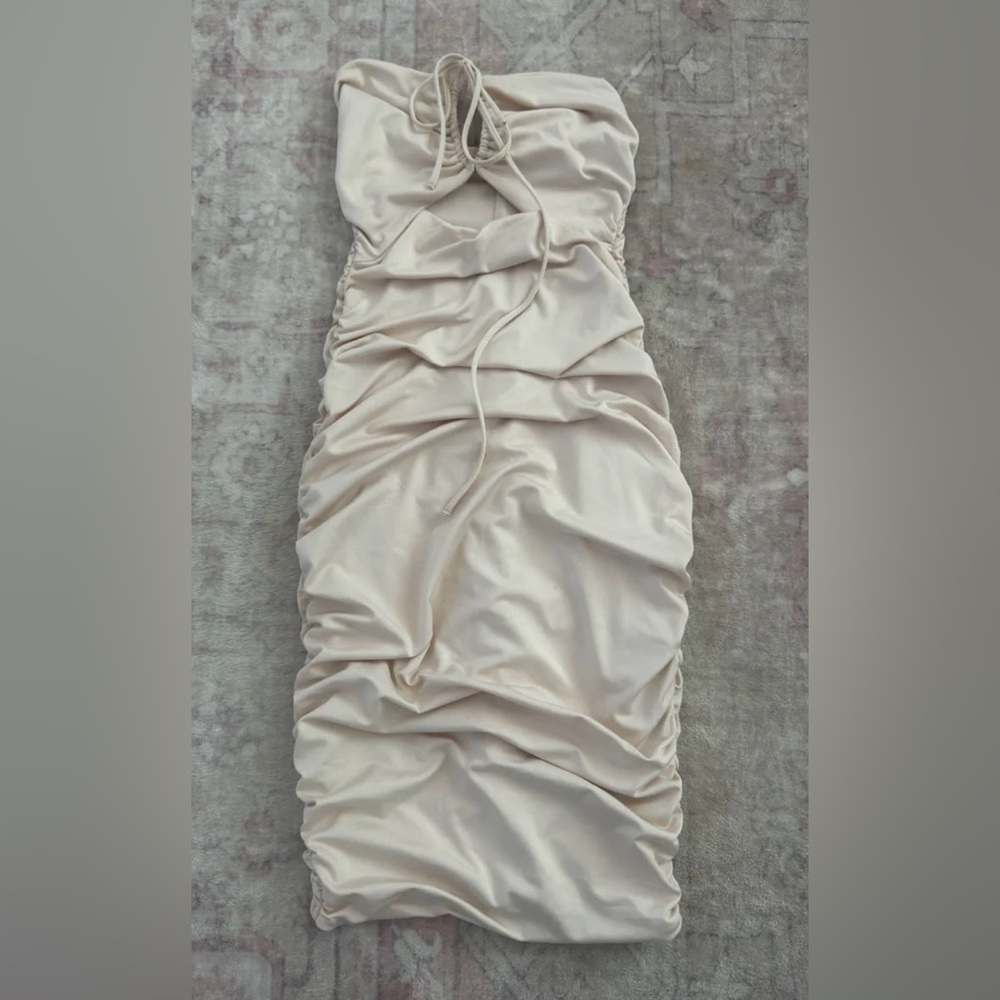 Oh Polly Cream Strapless Mini Dress